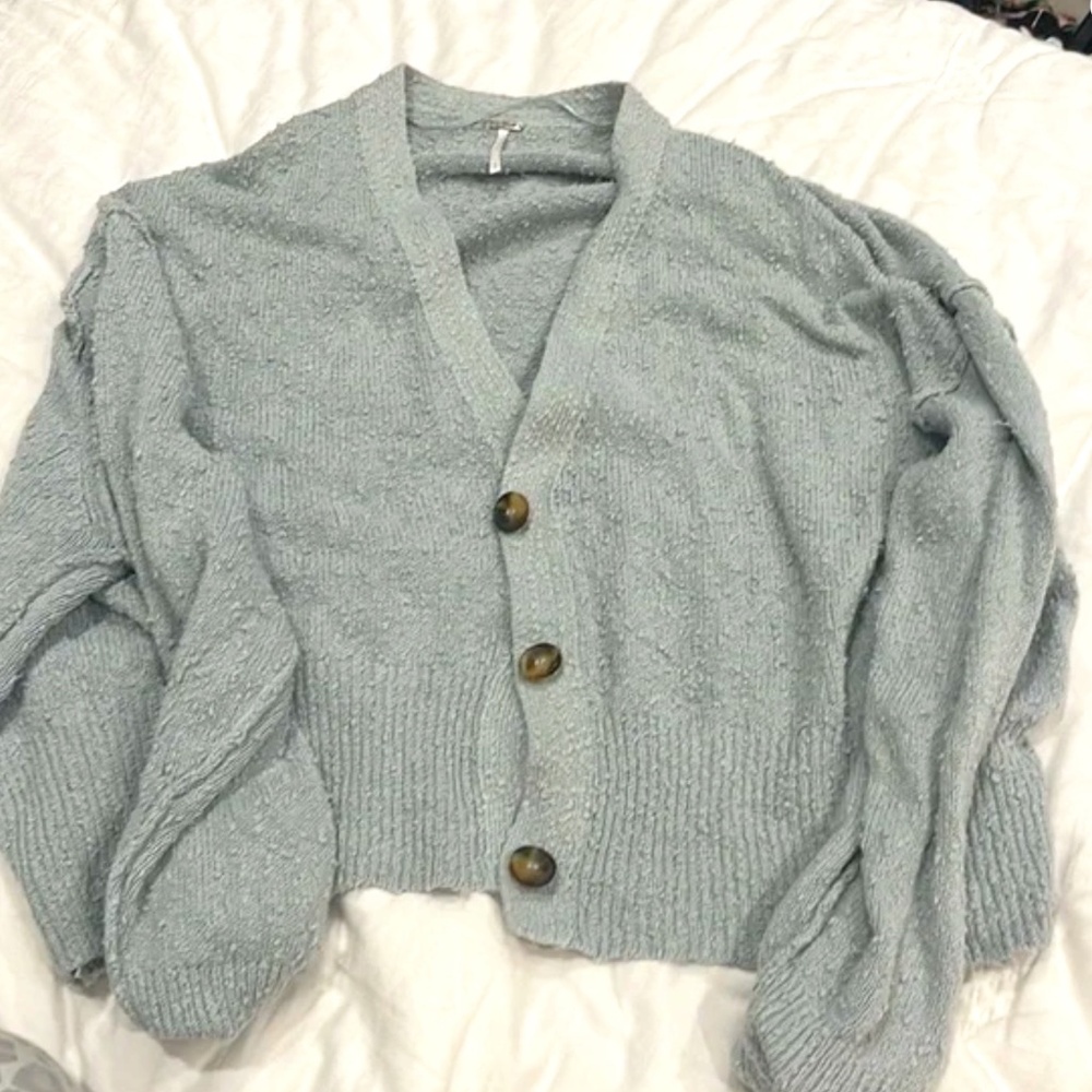 Free People Found my Friend Blue boucle Cardigan